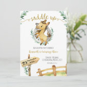 Greenery Horse Saddle Up Birthday Invitation Kaart (Staand voorkant)