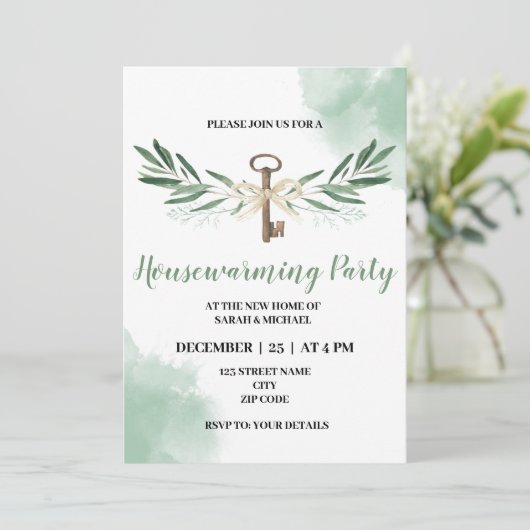 Greenery Housewarming Party Kaart (Staand voorkant)