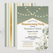 Greenery Housewarming Spring Green Lights Party Kaart (Voorkant / Achterkant)