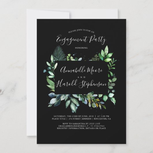 Greenery | Hout | Waterverf Engagement Party Kaart (Voorkant)