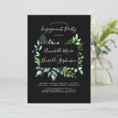 Greenery | Hout | Waterverf Engagement Party Kaart (Staand voorkant)