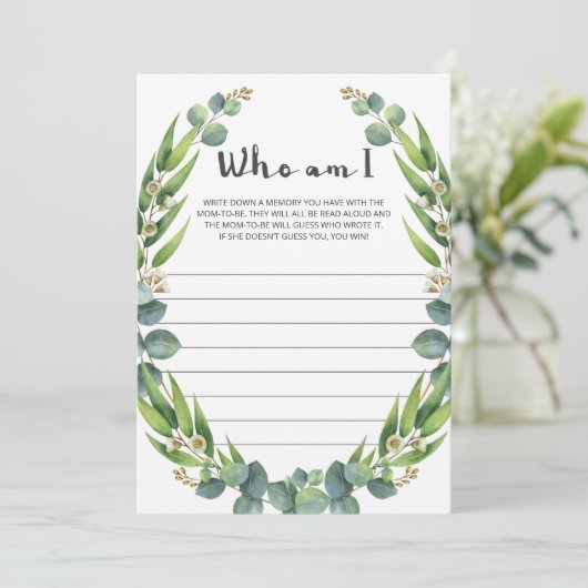 Greenery Icebreaker Game voor Baby shower (Staand voorkant)