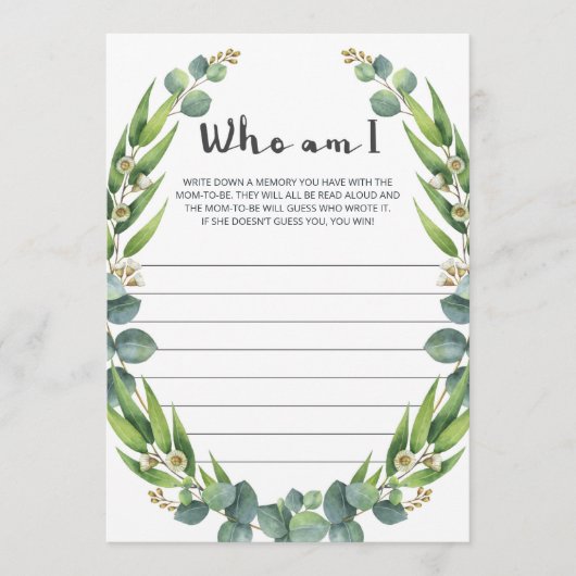 Greenery Icebreaker Game voor Baby shower (Voorkant)