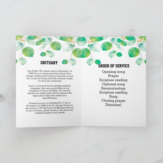 Greenery in liefhebbende begrafenis van het geheug programma (Binnen)