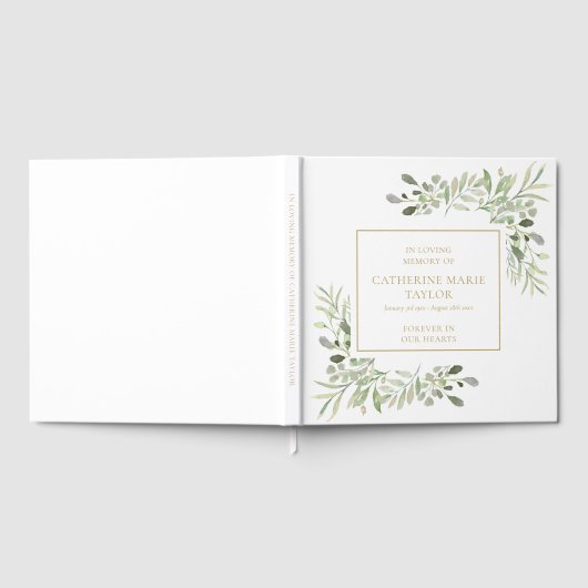 Greenery In Loving Memory Memorial Funeral Gastenboek (Volledig)