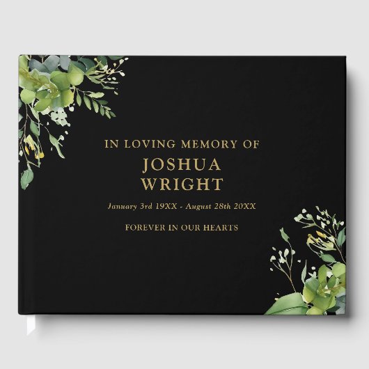 Greenery in Loving Memory Memorial Funeral Gastenboek (Voorkant)