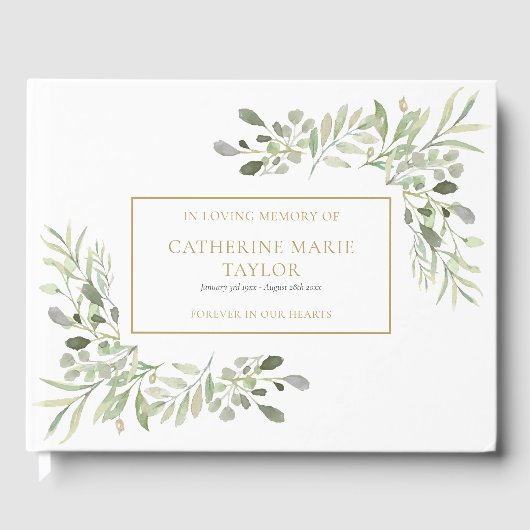 Greenery in Loving Memory Memorial Funeral Gastenboek (Voorkant)
