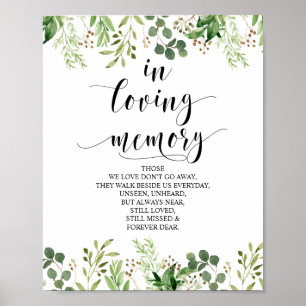 Greenery in Loving Memory Memorial Sign Poster