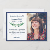 Greenery in Loving Memory Photo Annountion Kaart (Voorkant)