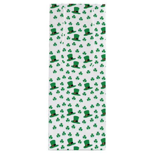 Greenery Irish Clovers en Petten Gift Bag Wijn Cadeautas (Voorkant)