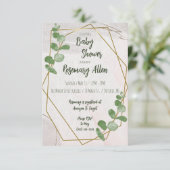 Greenery, Ivory en Gold Lijst Baby shower Kaart (Staand voorkant)