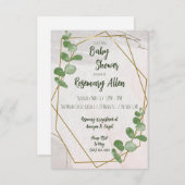 Greenery, Ivory en Gold Lijst Baby shower Kaart (Voorkant / Achterkant)