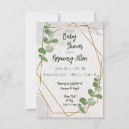 Greenery, Ivory en Gold Lijst Baby shower Kaart