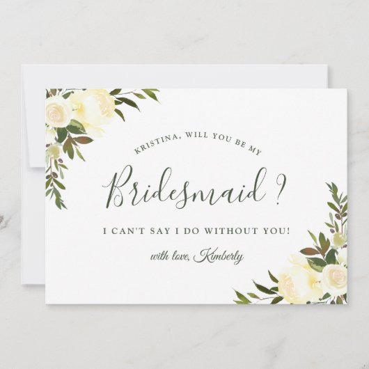 Greenery Ivory Floral... ben je mijn Bridesmaid Kaart (Voorkant)