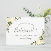 Greenery Ivory Floral... ben je mijn Bridesmaid Kaart (Staand voorkant)