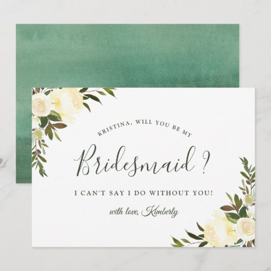 Greenery Ivory Floral... ben je mijn Bridesmaid Kaart (Voorkant / Achterkant)