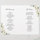 Greenery Ivory Floral Folded Wedding Programme (Achterkant)