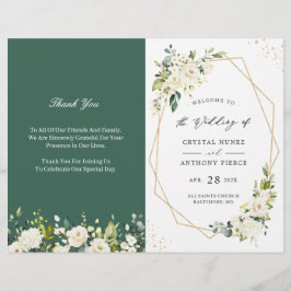 Greenery Ivory Floral Folded Wedding Programme