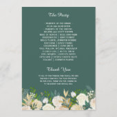 Greenery Ivory Floral Gold Glitter Wedding Programmakaart (Achterkant)