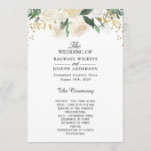 Greenery Ivory Floral Gold Glitter Wedding Programmakaart (Voorkant)