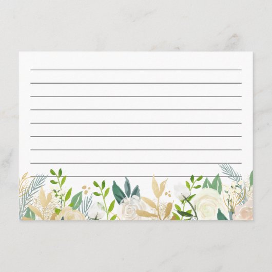 Greenery Ivory Floral Vrijgezellenfeest Recipe Kaa Informatiekaartje (Achterkant)