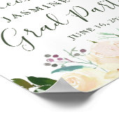 Greenery Ivory White Floral Gradual Party Sign Poster (Hoek)