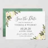 Greenery Ivory Wild Floral Save the Date (Voorkant / Achterkant)
