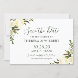 Greenery Ivory Wild Floral Save the Date