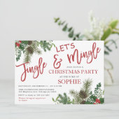 Greenery Jingle en Mingle Holiday Kerstparty Kaart (Staand voorkant)