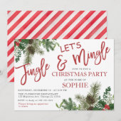 Greenery Jingle en Mingle Holiday Kerstparty Kaart (Voorkant / Achterkant)