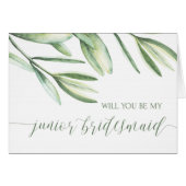 Greenery Junior Bridesmaid Wedding Day Card (Voorkant Horizontaal)