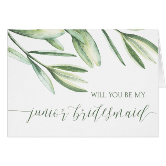 Greenery Junior Bridesmaid Wedding Day Card (Voorkant Horizontaal)