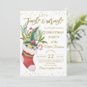 Greenery kerstBouquet Sock Jingle en Mingle Kaart (Staand voorkant)