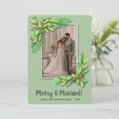 Greenery kerstfoto feestdagenkaart (Staand voorkant)