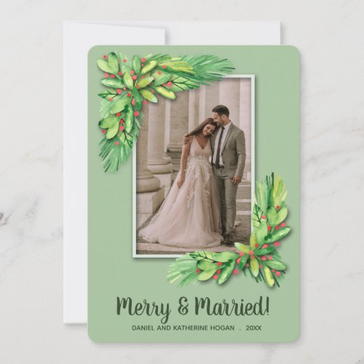 Greenery kerstfoto feestdagenkaart (Voorkant)