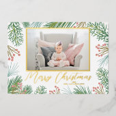 Greenery kerstfoto folie feestdagenkaart (Voorkant)