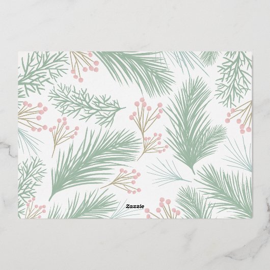 Greenery kerstfoto folie feestdagenkaart (Achterkant)