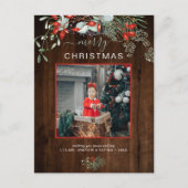 Greenery kerstfoto's Waterverf donkerhout Feestdagenkaart (Voorkant)