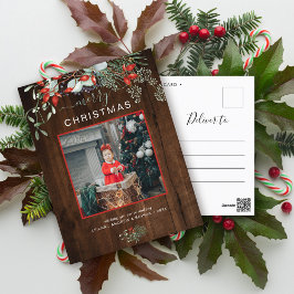 Greenery kerstfoto's Waterverf donkerhout Feestdagenkaart