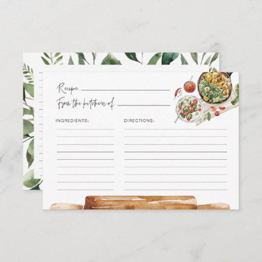 Greenery Kitchen Waterverf Recipcard (Voorkant / Achterkant)