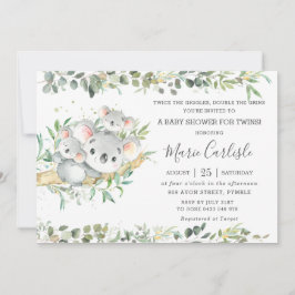 Greenery Koala Twins Gender Neutral Baby shower  Kaart