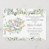 Greenery Koala Twins Gender Neutral Baby shower Kaart (Voorkant / Achterkant)
