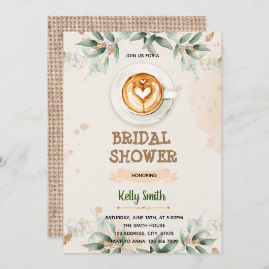 Greenery koffieliefde is een douchethema kaart (Voorkant / Achterkant)