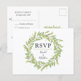 Greenery Krans Bruiloft RSVP Post Kaarten