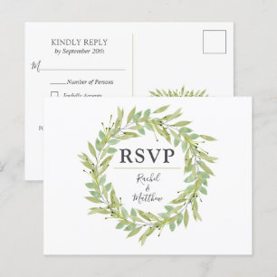 Greenery Krans Bruiloft RSVP Post Kaarten
