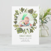 Greenery Krans Geschilderd Pasgeboren Baby Foto Ge Aankondiging (Staand voorkant)