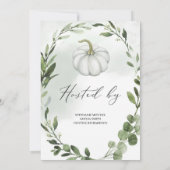 Greenery krans kleine pompoen herfst baby shower kaart (Achterkant)