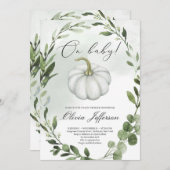 Greenery krans kleine pompoen herfst baby shower kaart (Voorkant / Achterkant)
