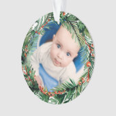 Greenery krans Mijn eerste kerst Baby Foto Ornament (voorkant)