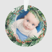 Greenery krans Mijn eerste kerst Baby Foto Ornament (voorkant)